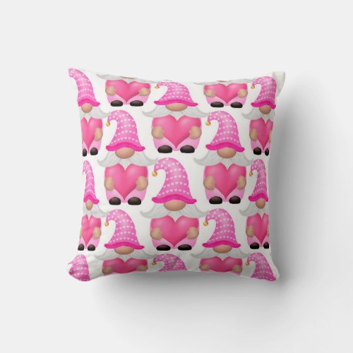  Pink Gnomes Woodland Scandinavian Cute Adorable Throw Pillow