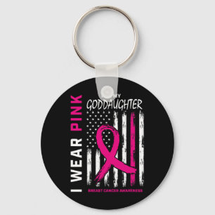 Pink Goddaughter Breast Cancer Flag Front And Ck G Keychain