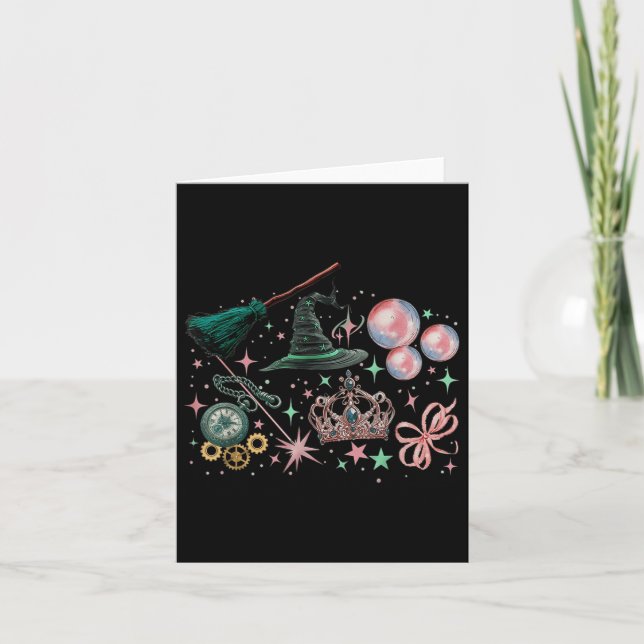 Pink Goes Good With Green Funny Halloween Witch Wo Card (Front)