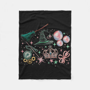 Pink Goes Good With Green Funny Halloween Witch Wo Fleece Blanket