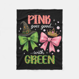Pink Goes Good With Green Halloween Witch Pinkand Fleece Blanket
