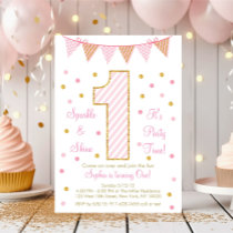 Pink & Gold 1st Birthday Invitation