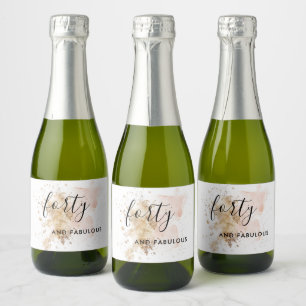 Pink & Gold 40th Birthday Sparkling Wine Label