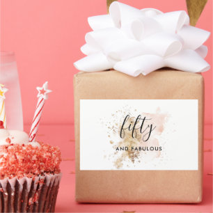 Pink Gold 50 And Fabulous 50th Birthday Rectangular Sticker