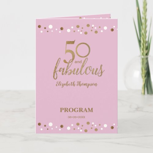 Pink Gold 50  fabulous fiftieth Birthday Program