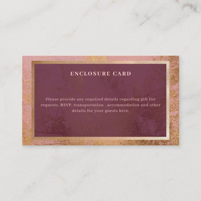 Pink & Gold 50th Birthday Party Details Enclosure Card (Front)