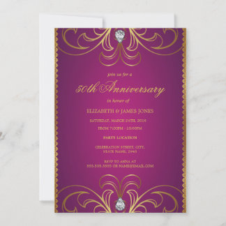 Pink & Gold 50th Wedding Anniversary Invitation