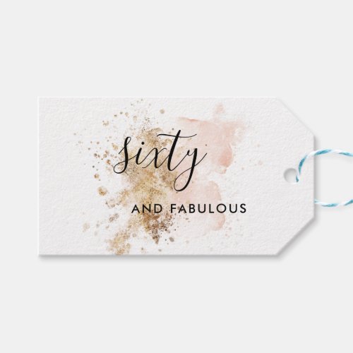 Pink  Gold 60th Birthday Gift Tags 60  Fabulous Gift Tags