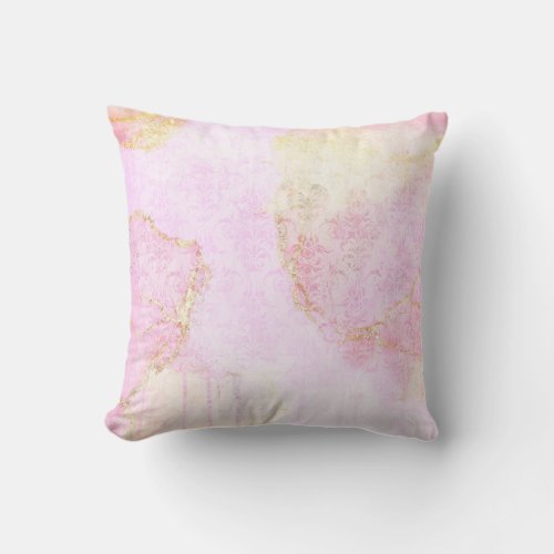 Pink  Gold Abstract Elegance Throw Pillow