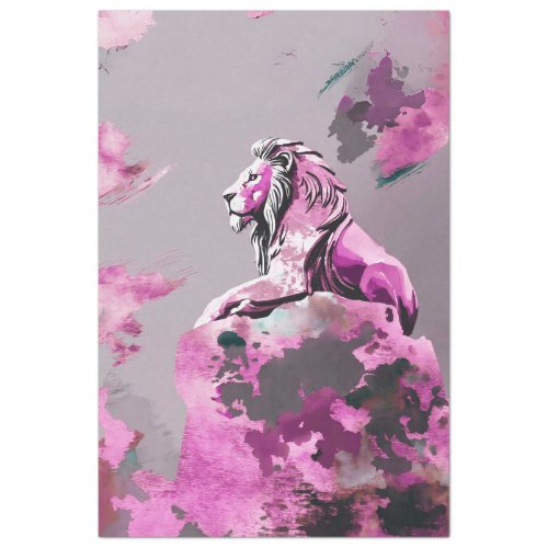 Pink Gold Abstract Lion Decoupage Tissue Paper