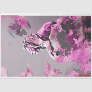Pink Gold Abstract Lion Decoupage Tissue Paper