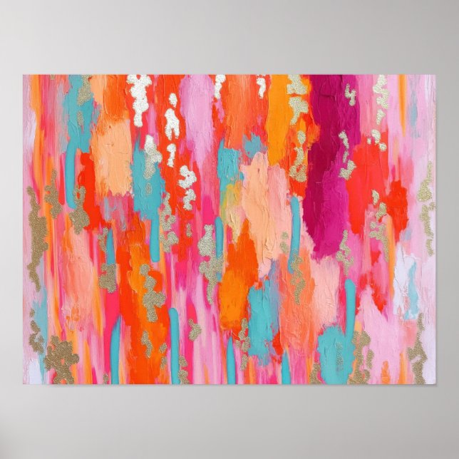 Pink Gold Abstract Preppy Dorm Decor (Front)