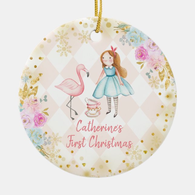  Pink Gold Alice Ceramic Ornament (Front)