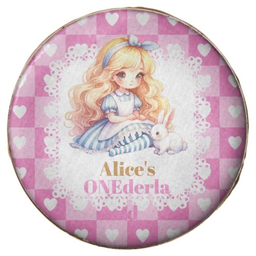 Pink Gold Alice in Wonderland Birthday Tea Party Chocolate Covered Oreo