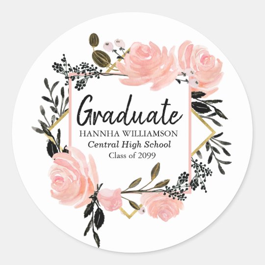 Pink Gold and Black Graduation Envelope Seal | Zazzle.com