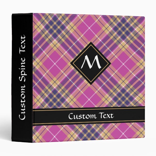 Pink, Gold and Blue Tartan 3 Ring Binder (Front/Spine)