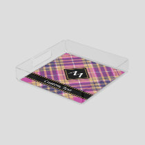 Pink, Gold and Blue Tartan Acrylic Tray