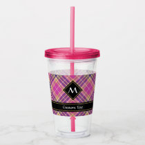 Pink, Gold and Blue Tartan Acrylic Tumbler