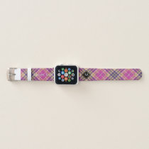 Pink, Gold and Blue Tartan Apple Watch Band