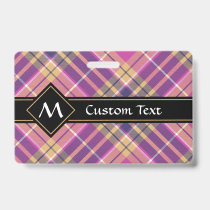 Pink, Gold and Blue Tartan Badge