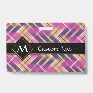 Pink, Gold and Blue Tartan Badge