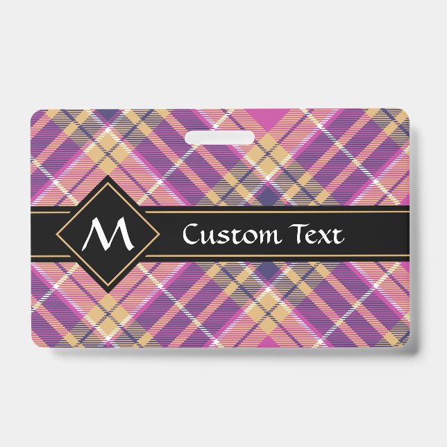 Pink, Gold and Blue Tartan Badge (Front)