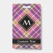Pink, Gold and Blue Tartan Badge