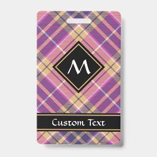 Pink, Gold and Blue Tartan Badge