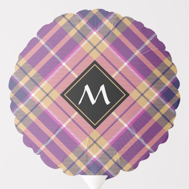 Pink, Gold and Blue Tartan Balloon (Front)