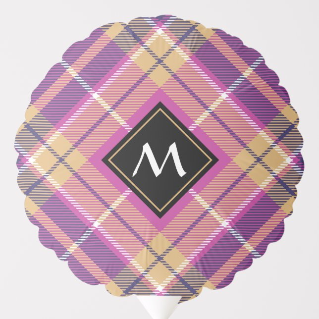Pink, Gold and Blue Tartan Balloon (Front)