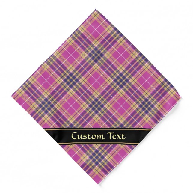Pink, Gold and Blue Tartan Bandana (Front)