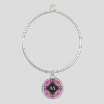 Pink, Gold and Blue Tartan Bangle Bracelet