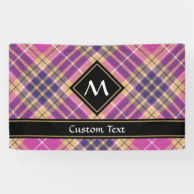 Pink, Gold and Blue Tartan Banner (Horizontal)