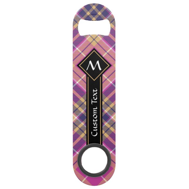 Pink, Gold and Blue Tartan Bar Key (Front)
