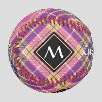 Pink, Gold and Blue Tartan Baseball