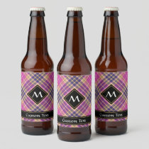 Pink, Gold and Blue Tartan Beer Bottle Label