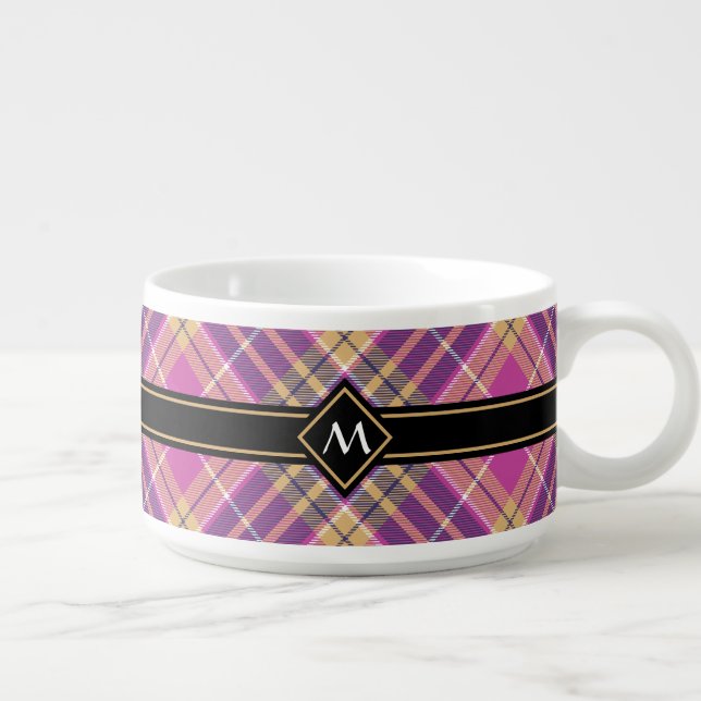 Pink, Gold and Blue Tartan Bowl (Left)