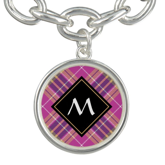 Pink, Gold and Blue Tartan Bracelet (Design)