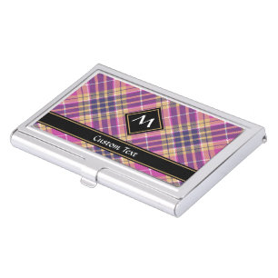 Pink, Gold and Blue Tartan Business Card Case