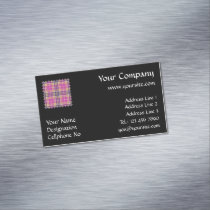Pink, Gold and Blue Tartan Business Card Magnet