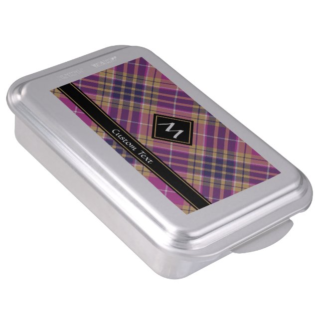 Pink, Gold and Blue Tartan Cake Pan (Side)