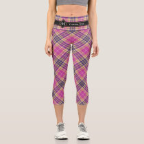 Pink, Gold and Blue Tartan Capri Leggings