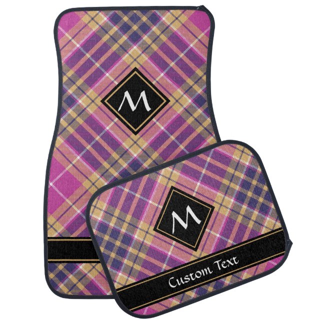 Pink, Gold and Blue Tartan Car Floor Mat (Set)