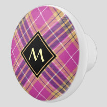 Pink, Gold and Blue Tartan Ceramic Knob