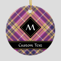 Pink, Gold and Blue Tartan Ceramic Ornament