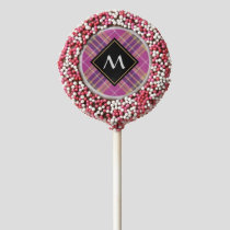 Pink, Gold and Blue Tartan Chocolate Covered Oreo Pop