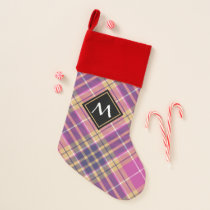 Pink, Gold and Blue Tartan Christmas Stocking