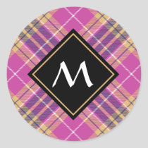 Pink, Gold and Blue Tartan Classic Round Sticker