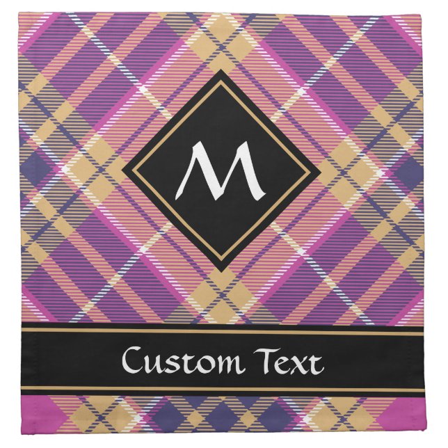 Pink, Gold and Blue Tartan Cloth Napkin (Front)