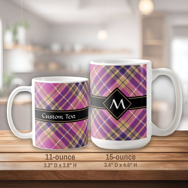 Pink, Gold and Blue Tartan Coffee Mug (Creator Uploaded)